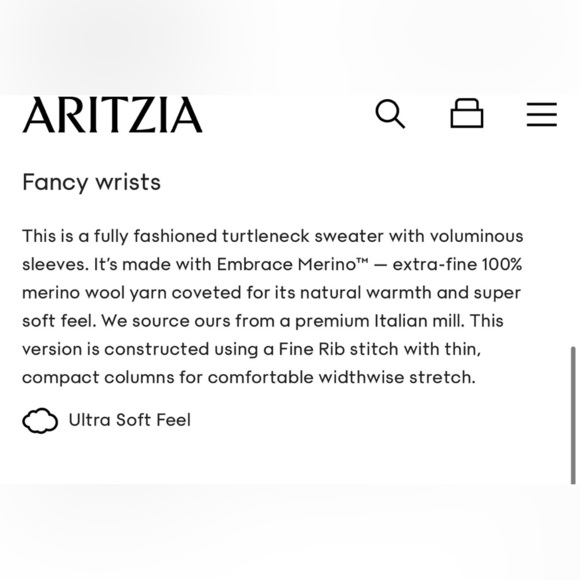 NWT Aritzia Wilfred Rebecca Turtleneck Sweater Merino Wool Frozen Grey Small - Picture 9 of 16